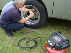 adding air to RV tires