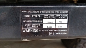 hitch receiver weight label
